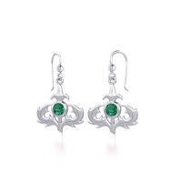 Scottish Thistle Earrings with Emerald
