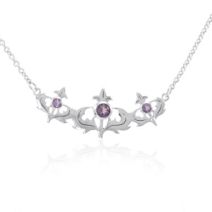 Scottish Thistle Necklace with Amethyst Gemstone