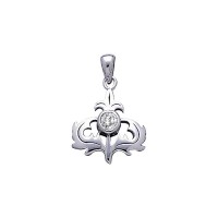 Scottish Thistle Pendant with White Cubic Zirconia