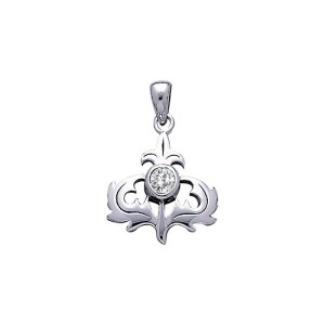 Scottish Thistle Pendant with White Cubic Zirconia