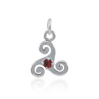 Garnet Silver Celtic Triskele Birthstone Charm