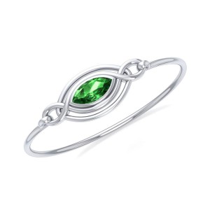 Silver Filigree Bracelet with Emerald Gemstone