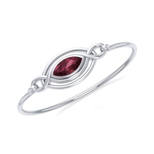 Celtic Knots Silver and Garnet Bangle Bracelet