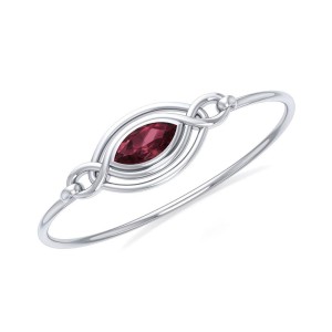 Silver Filigree Bracelet with Garnet Gemstone