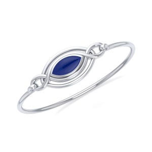 Silver Filigree Bracelet with Lapis Gemstone