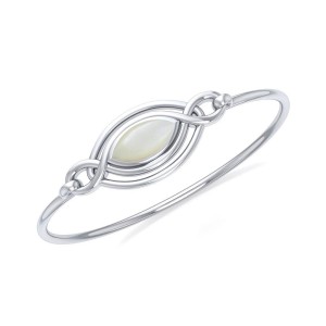 Celtic Knots Mother of Pearl Silver Bangle Bracelet