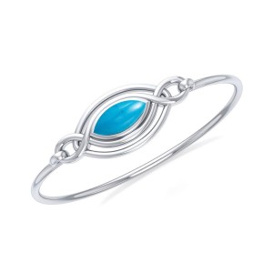 Celtic Knots Turquoise Sterling Silver Bangle Bracelet