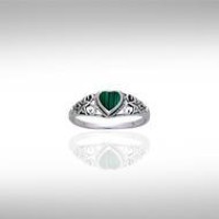 Starfish Malachite Inlaid Heart Ring