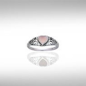 Silver Starfish Pink Shell Inlaid Ring