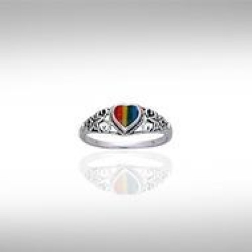 Silver Starfish Rainbow Inlaid Ring