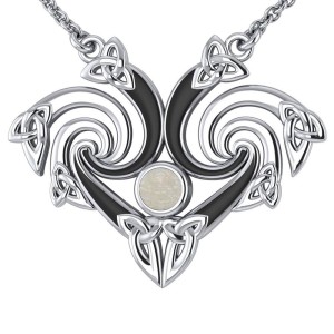 Silver Triquetra Necklace with Mother of Pearl Gemstone