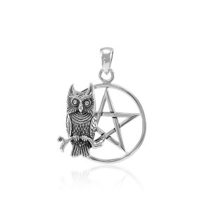 Sitting Owl with Star Pendant