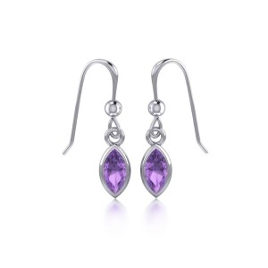 Small Amethyst Marquise Cabochon Dangle Earrings
