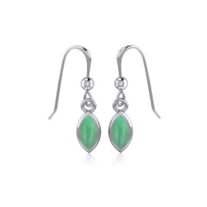 Small Jade Marquise Cabochon Dangle Earrings
