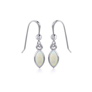 Small Opal Marquise Cabochon Dangle Earrings