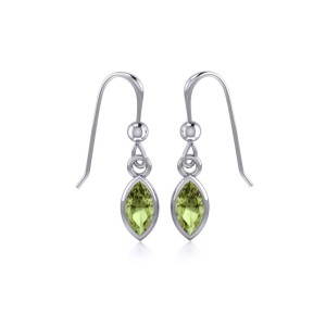 Small Peridot Marquise Cabochon Dangle Earrings