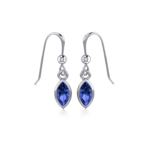 Small Sapphire Marquise Cabochon Dangle Earrings
