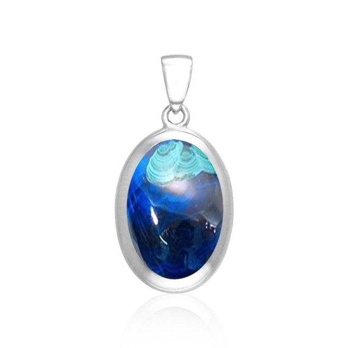 Small Oval Azurite Cabochon Pendant