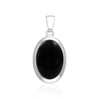 Small Oval Black Onyx Cabochon Pendant