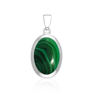 Small Oval Malachite Cabochon Pendant