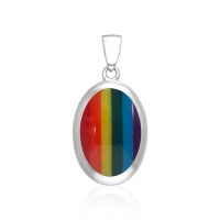 Small Oval Rainbow Cabochon Pendant