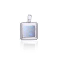 Opal Small Square Cabochon Pendant