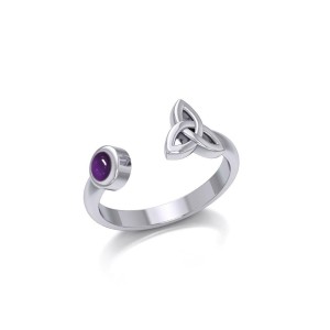 Small Trinity Knot Ring with Amethyst Gemstone