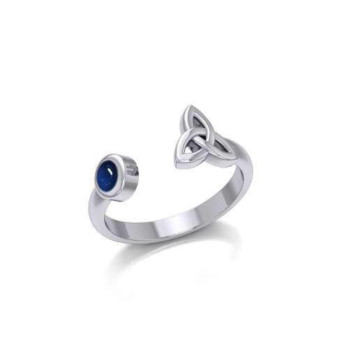 Small Trinity Knot Ring with Sapphire Gem