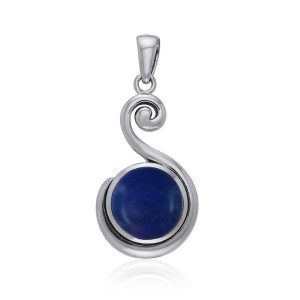 Spiral Lapis Cabochon Pendant