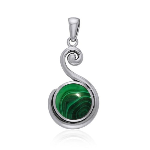 Spiral Malachite Cabochon Pendant