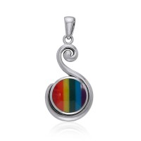 Spiral Rainbow Cabochon Pendant