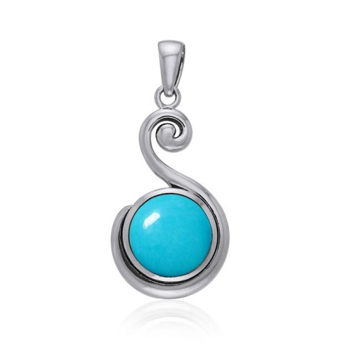 Spiral Turquoise Cabochon Pendant