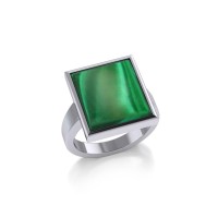Malachite Modern Square Ring