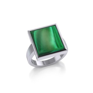 Square Inlaid Malachite Stone Ring 