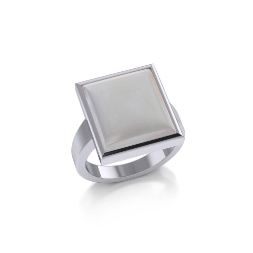 Square Inlaid Mother of Pearl Stone Ring 