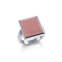 Pink Shell Modern Square Ring