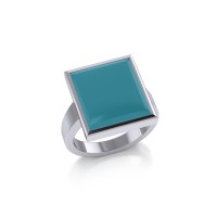 Square Inlaid Turquoise Stone Ring 