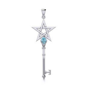 Star Key Pendant with Blue Topaz