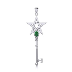 Star Key Pendant with Emerald