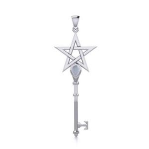 Star Key Pendant with Rainbow Moonstone