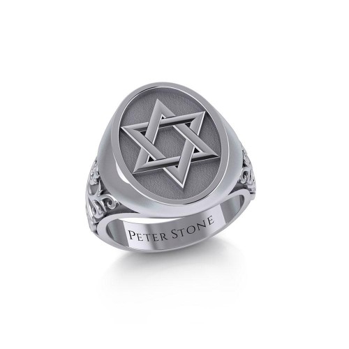 Star of David Mens Signet Ring