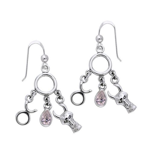 Taurus Astrology Earrings with Gems