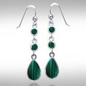 Teardrop Malachite Cabochon Earrings