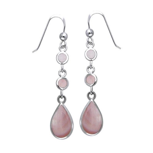 Teardrop Pink Shell Cabochon Earrings