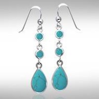 Teardrop Turquoise Cabochon Earrings