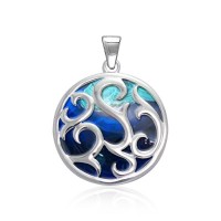 Tendril Azurite Cabochon Filigree Large Pendant