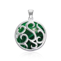 Tendril Malachite Cabochon Filigree Large Pendant