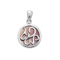 Tendril Pink Shell Cabochon Filigree Small Pendant