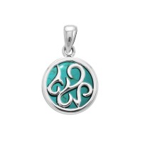 Tendril Turquoise Cabochon Filigree Small Pendant