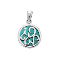 Tendril Turquoise Cabochon Filigree Small Pendant